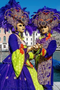 Costumi del Carnevale di Venezia davanti alla Madonna della Salute.