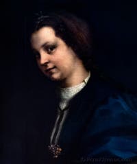 Andrea del Sarto, Giovane donna co un Petrarchino, 1528, alla Galleria degli Uffizi, Firenze, Italia