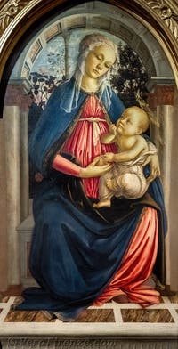Sandro Botticelli, Madonna col Bambino in trono nel giardino delle rose, Galleria degli Uffizi, Firenze, Italia