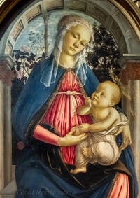 Sandro Botticelli, Madonna col Bambino in trono nel giardino delle rose, Galleria degli Uffizi, Firenze, Italia