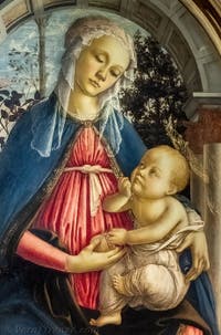 Sandro Botticelli, Madonna col Bambino in trono nel giardino delle rose, Galleria degli Uffizi, Firenze, Italia