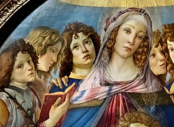 Sandro Botticelli, La Vergine con la melagrana, il Bambino Gesù e sei angeli, Galleria degli Uffizi, Firenze, Italia