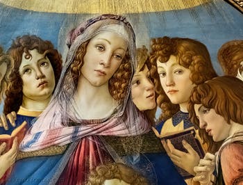 Sandro Botticelli, La Vergine con la melagrana, il Bambino Gesù e sei angeli, Galleria degli Uffizi, Firenze, Italia