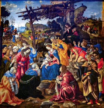 Filippino Lippi, Adorazione dei Magi, 1496, Galleria degli Uffizi a Firenze, Italia