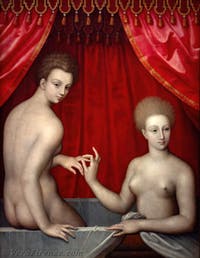 Scuola di Fontainebleau, Due donne al bagno, Galleria degli Uffizi, Firenze, Italia