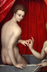 Scuola di Fontainebleau, Due donne al bagno, Galleria degli Uffizi, Firenze, Italia