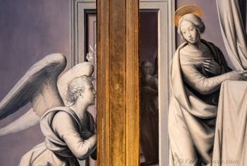 Fra Bartolomeo, Annunciazione, tabernacolo del Pugliese, 1497, Galleria degli Uffizi a Firenze, Italia