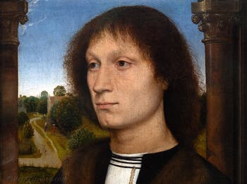 Hans Memling, ritratto di Benedetto Portinari, 1487, alla Galleria degli Uffizi a Firenze in Italia