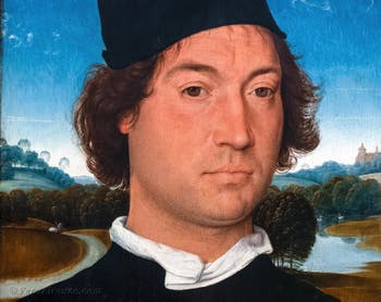 Hans Memling, l'uomo alla lettera, 1480-1490, alla Galleria degli Uffizi a Firenze in Italia