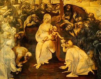 Leonardo da Vinci, Adorazione dei Magi, Galleria degli Uffizi, Firenze, Italia