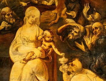 Leonardo da Vinci, Adorazione dei Magi, Galleria degli Uffizi, Firenze, Italia