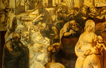 Leonardo da Vinci, Adorazione dei Magi, Galleria degli Uffizi, Firenze, Italia