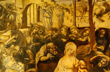Leonardo da Vinci, Adorazione dei Magi, Galleria degli Uffizi, Firenze, Italia