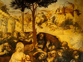 Leonardo da Vinci, Adorazione dei Magi, Galleria degli Uffizi, Firenze, Italia