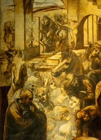 Leonardo da Vinci, Adorazione dei Magi, Galleria degli Uffizi, Firenze, Italia