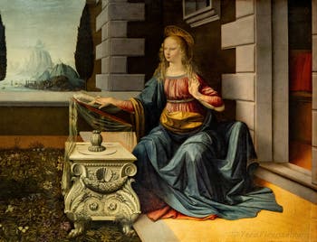 Leonardo da Vinci, Annunciazione, 1472, Galleria degli Uffizi, Firenze, Italia