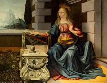 Leonardo da Vinci, Annunciazione, 1472, Galleria degli Uffizi, Firenze, Italia