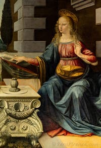 Leonardo da Vinci, Annunciazione, 1472, Galleria degli Uffizi, Firenze, Italia