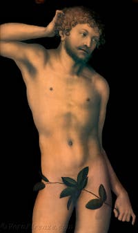 Lukas Cranach il Vecchio, Eve, Tecnica mista sur Tavola, 1528, alla Galleria degli Uffizi a Firenze in Italia