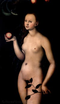 Lukas Cranach il Vecchio, Eva, alla Galleria degli Uffizi a Firenze in Italia