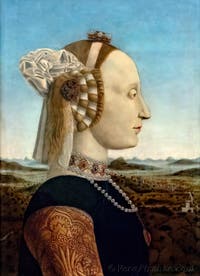 Pierro della Francesca, Battista Sforza, 1465-1472, alla Galleria degli Uffizi a Firenze in Italia