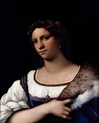 Sebastiano del Piombo, Ritratto di donna, La Fornarina, 1512, alla Galleria degli Uffizi, Firenze, Italia