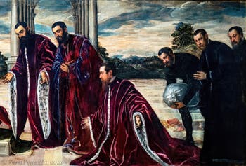 Tintoretto, La Madonna dei Tesorieri con la Vergine e il Bambino e i santi Sebastiano, Marco, Teodoro, tre camerlenghi e i loro segretari, alle Gallerie dell'Accademia di Venezia, in Italia