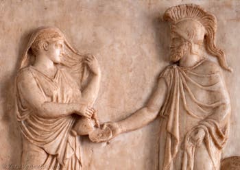 Afrodite e Ares, rilievo votivo conservato presso il Museo Archeologico di Venezia, in Italia