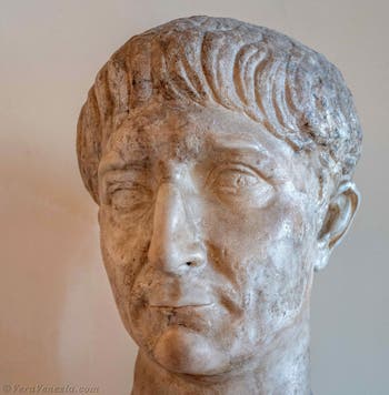 Testa dell'imperatore Traiano al Museo Archeologico di Venezia, in Italia