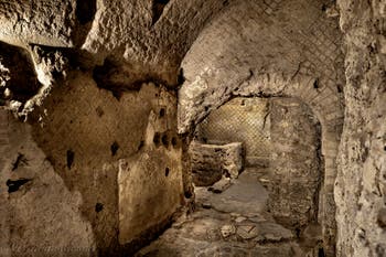 Fullonica, lavanderia della Neapolis sotterranea sotto la Basilica di San Lorenzo Maggiore a Napoli, in Italia