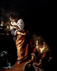Artemisia Gentileschi, Giuditta e la sua ancella con la testa di Oloferne, Museo di Capodimonte a Napoli, in Italia