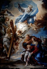 Luca Giordano, La Sacra Famiglia che contempla i simboli della Passione, Museo di Capodimonte a Napoli, in Italia