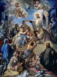 Luca Giordano, San Francesco Saverio battezza i neofiti e San Francesco Borgia, Museo di Capodimonte a Napoli, in Italia