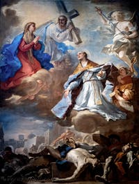 Luca Giordano, San Gennaro intercede presso la Vergine, Cristo e il Padre eterno contro la peste del 1656, Museo di Capodimonte a Napoli, in Italia