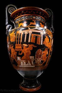 Cratero a volute, L’omicidio di Neoptolemo a Delfi, Galleria d’Italia Zevallos a Napoli, in Italia