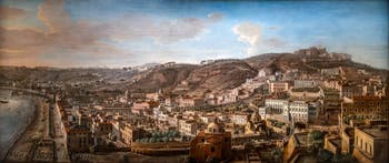 Gaspar Adriaensz Van Wittel, detto Vanvitelli, Veduta di Napoli con il quartiere di Chiaia vista da Pizzofalcone, Galleria d’Italia Zevallos a Napoli, in Italia