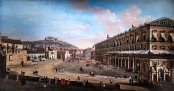 Gaspar Adriaensz Van Wittel, detto Vanvitelli, Veduta di Napoli con il Palazzo Reale, il Largo di Palazzo e le Gallerie d’Italia Zevallos a Napoli, in Italia