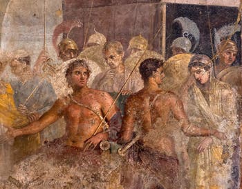 Affresco Achille e Briseide, Pompei, Casa del Poeta Tragico, Museo Archeologico di Napoli
