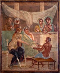 Affresco Alcesti e Admeto, Pompei, Casa del Poeta tragico, Museo Archeologico di Napoli