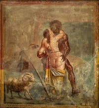 L'amore di Polifemo e Galatea, Casa Capitelli Colorati, Pompei, Museo Archeologico di Napoli, Italia
