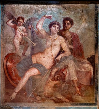 Affresco di Ares e Afrodite, Pompei, Casa delle Nozze di Ercole, Museo Archeologico di Napoli