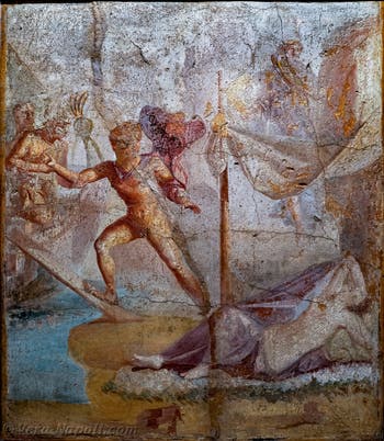 Affresco Teseo che abbandona Arianna, Pompei, Casa Caecilius Lucundus, Museo Archeologico di Napoli