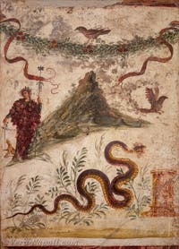 Affresco Bacco e il Vesuvio, Pompei, Casa del Centenario, Museo Archeologico di Napoli