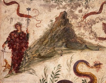 Affresco Bacco e il Vesuvio, Pompei, Casa del Centenario, Museo Archeologico di Napoli