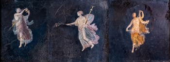 Affresco Menade e danzatrici, Pompei, Villa di Cicerone, Museo Archeologico di Napoli