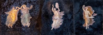 Affresco Menade e danzatrici, Pompei, Villa di Cicerone, Museo Archeologico di Napoli