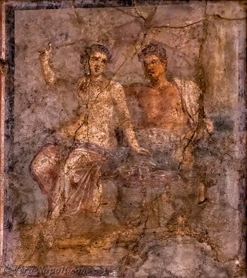 Affresco Gli amanti Ares e Afrodite, Pompei, Casa di Meleagro, Museo Archeologico di Napoli