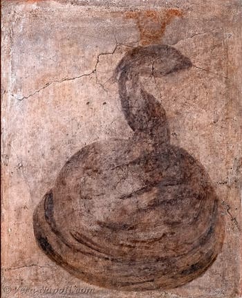 Affresco del Cobra sacro, Pompei, Tempio di Iside, Sacrarium, Museo Archeologico di Napoli