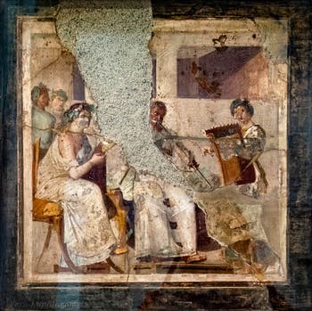 Affresco Concert, Ercolano, Palestra, Insula Orientalis, Museo Archeologico di Napoli