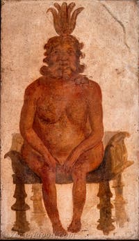 Affresco Dio Bes, Pompei, Tempio di Iside, Sacrarium, Museo Archeologico di Napoli